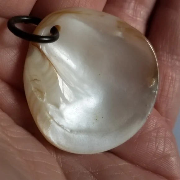 Vintage seashell pendant mother of pearl ocean coastal gold tone beach shell - Picture 9 of 10